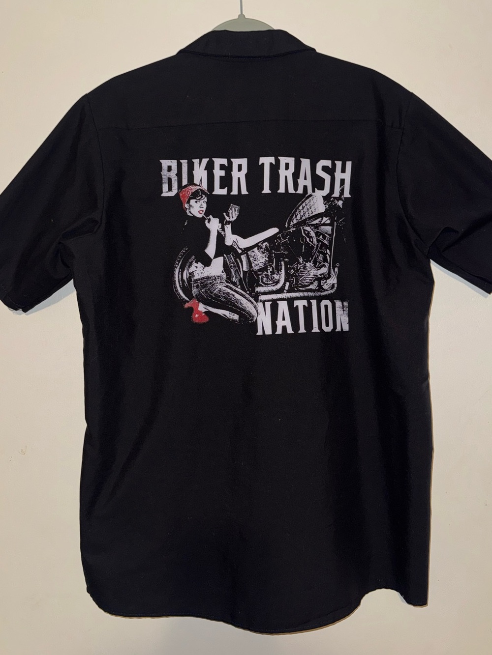 Biker Trash Nation Short-Sleeve Button Down Shirt - Black